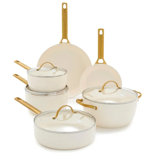 greenpan-reserve-10-teilig-harteloxiert-keramik-antihaft-pfas-frei-cremewei-gold image 1