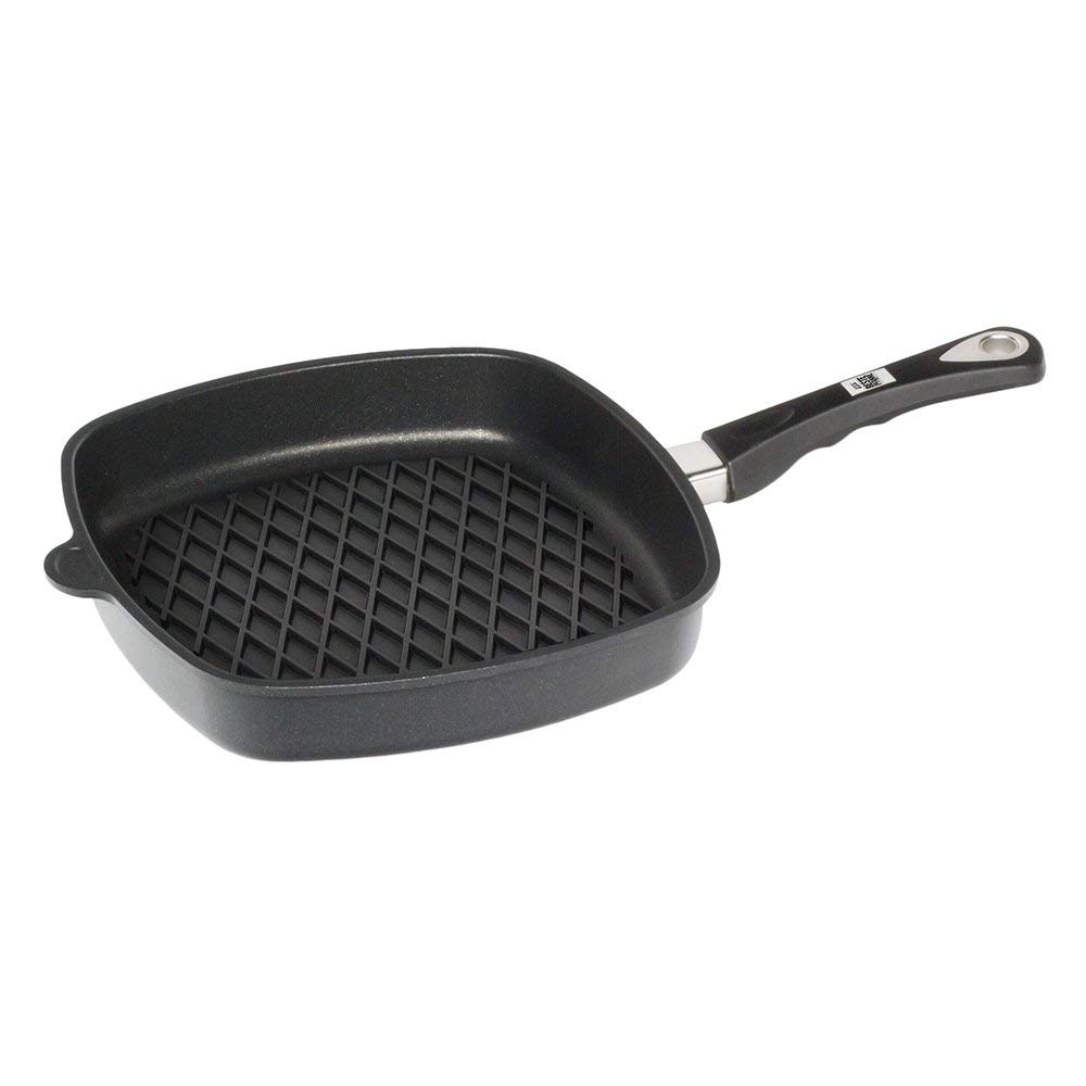 amt-gastroguss-e285bbq-eckpfanne-28x28-cm-mit-rautengrillboden-schwarz image 1