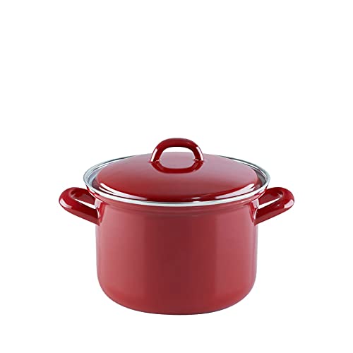 riess-fleischtopf-mit-deckel-14-cm-1-liter-ceramic-glas-red-rot-wei-emaille-indu image 2