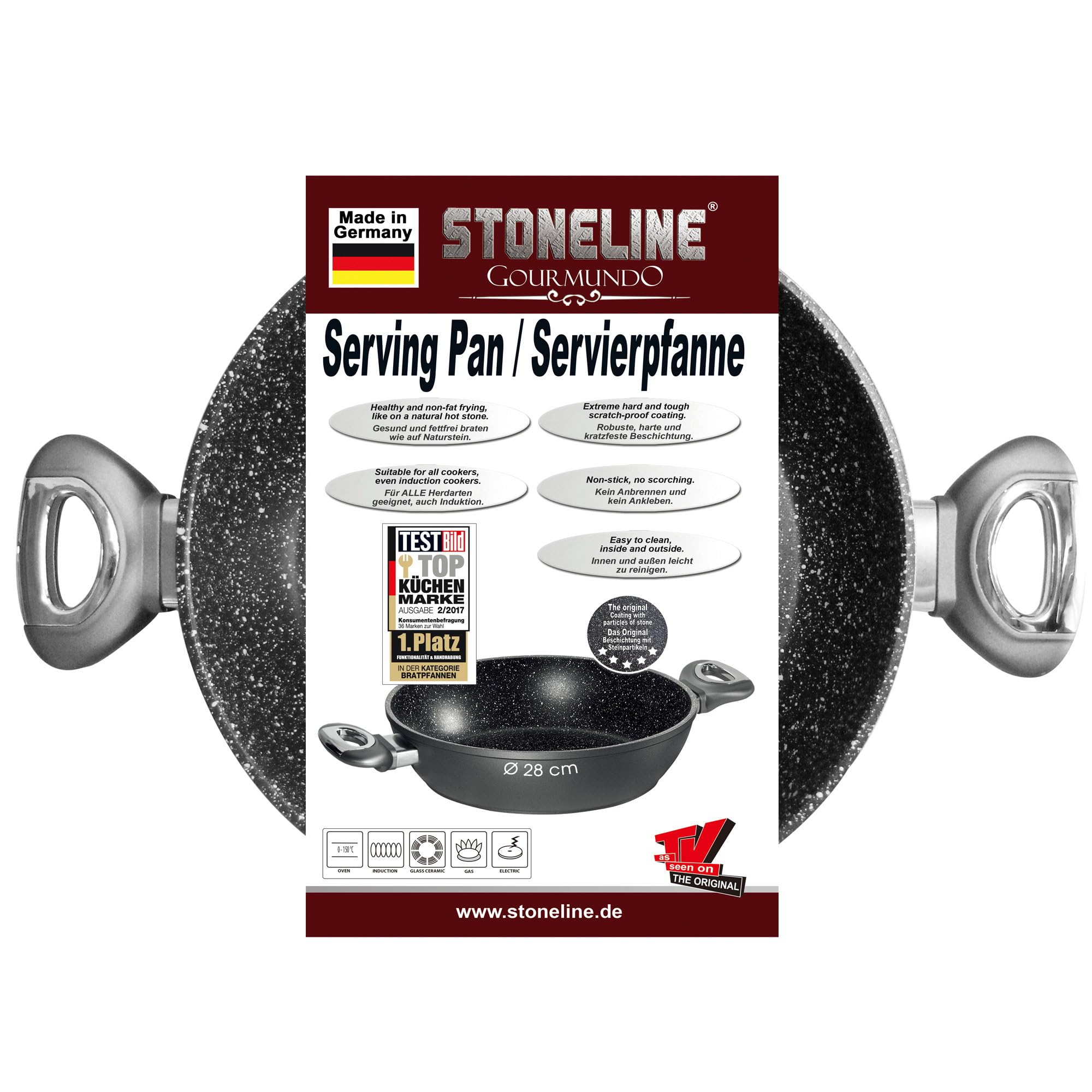 stoneline-gourmundo-servierpfanne-28-cm-3-1-l-antihaft-mit-steinpartikeln image 7