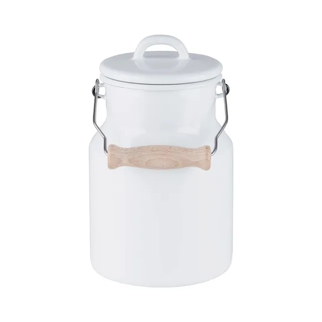 riess-classic-wei-emaille-milchkanne-1-5-liter-mit-deckel-und-holzgriff image 1