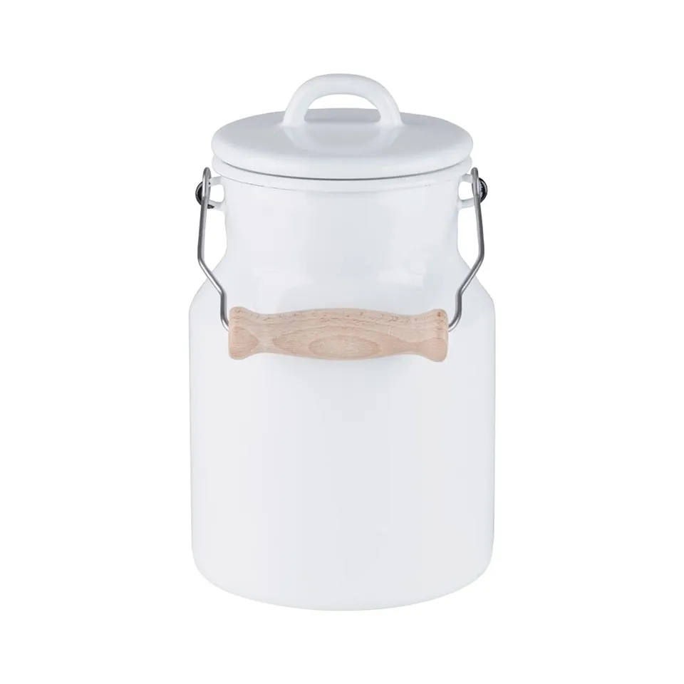riess-classic-wei-emaille-milchkanne-1-5-liter-mit-deckel-und-holzgriff image 1