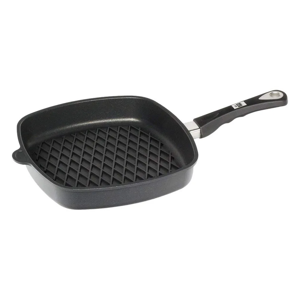 amt-gastroguss-e285bbq-eckpfanne-28x28-cm-mit-rautengrillboden-schwarz image 1