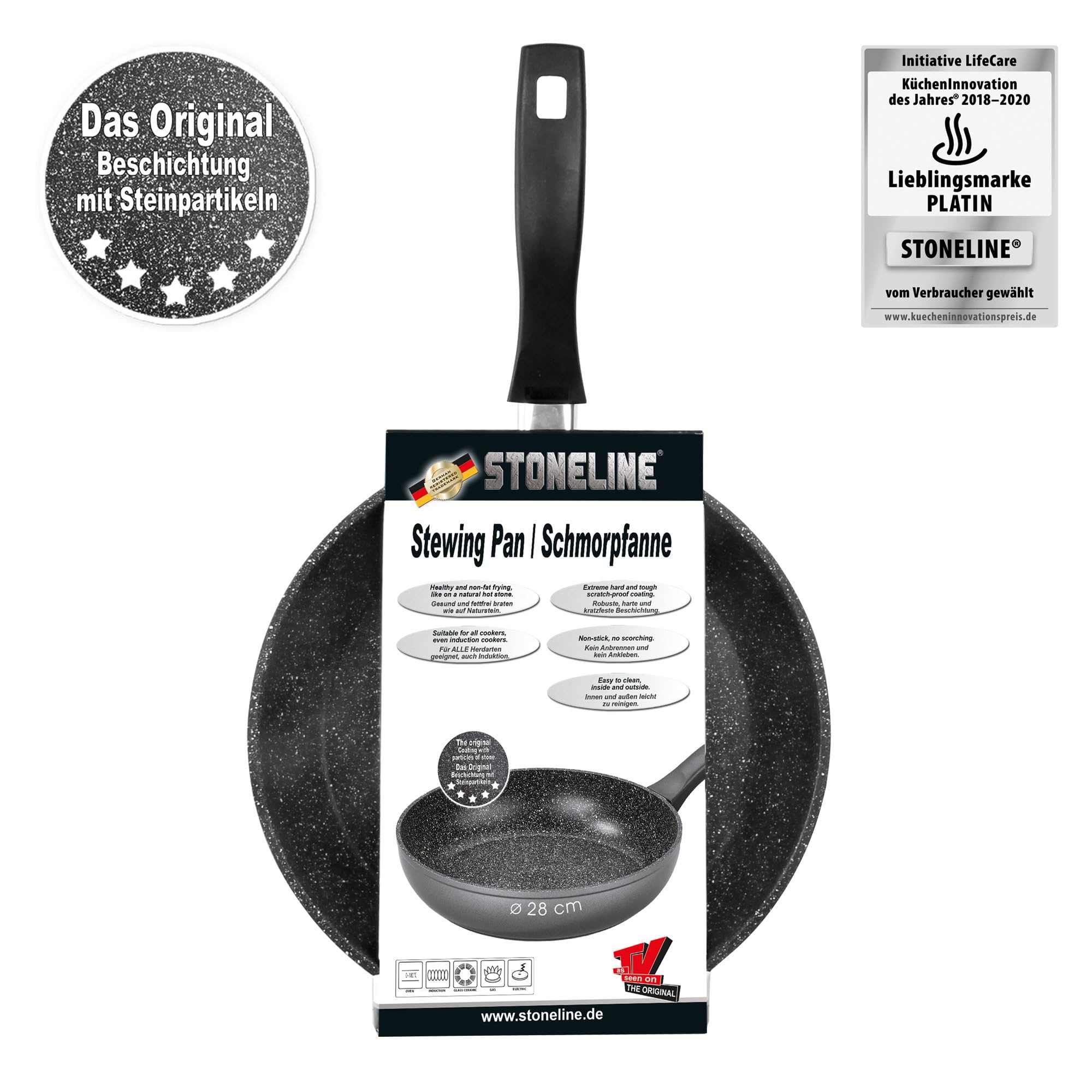 stoneline-schmorpfanne-28-cm-3-3-l-hoher-rand-aluguss-mit-steinpartikeln-grau image 7