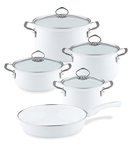 riess-nouvelle-kochset-5-teilig-emaille-arcticwei-16-24-cm-mit-glasdeckel image 3