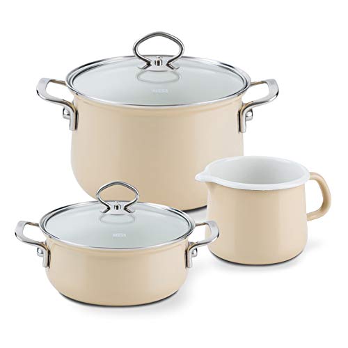 riess-nouvelle-cappuccino-set-3-teilig-orange-emaille-topf-set image 2