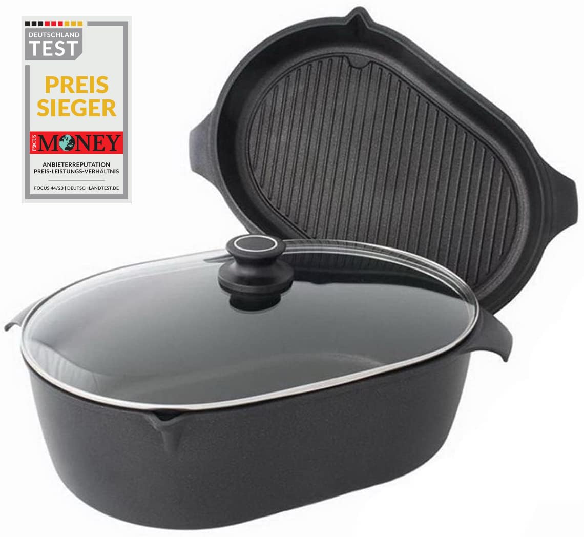 amt-gastroguss-amzn-4228-2er-set-br-ter-42-x-28-cm-mit-glasdeckel-aluguss-lotan- image 1