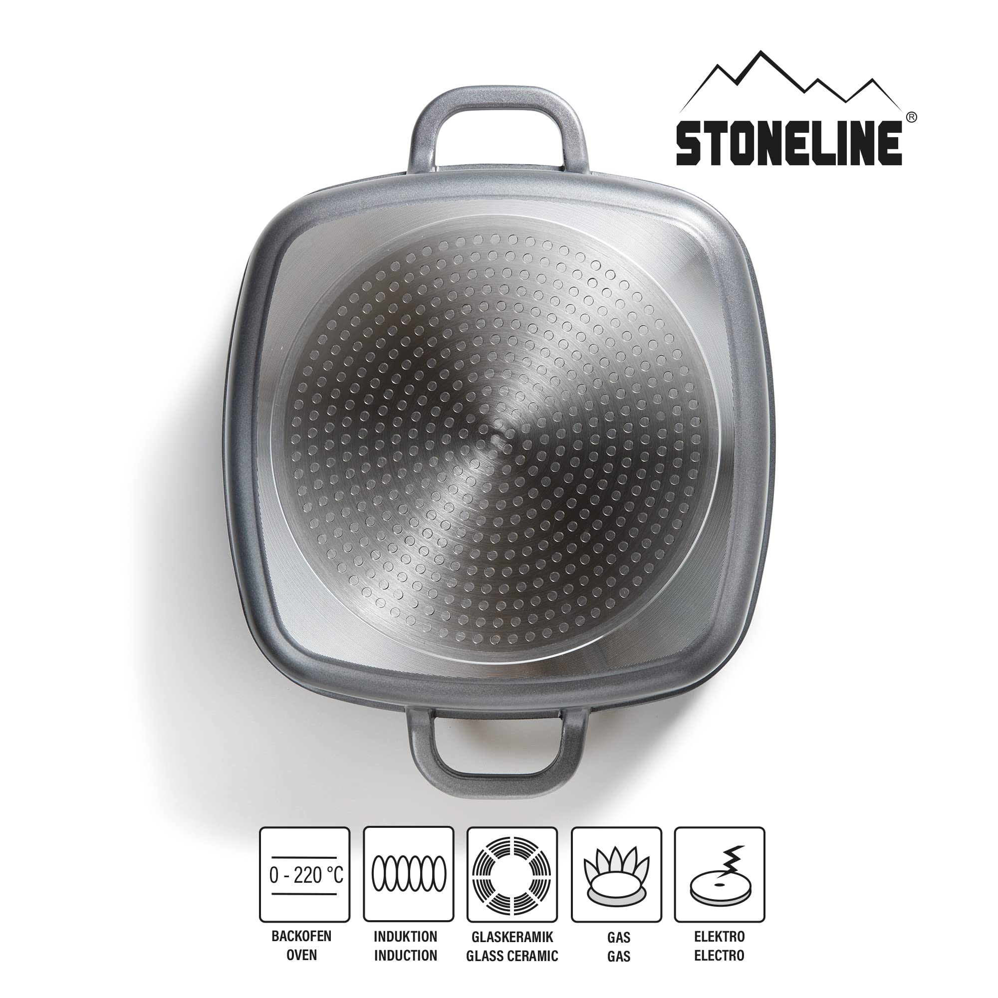 stoneline-servierpfanne-eckig-24-cm-mit-deckel-grau-aluguss-antihaft image 2