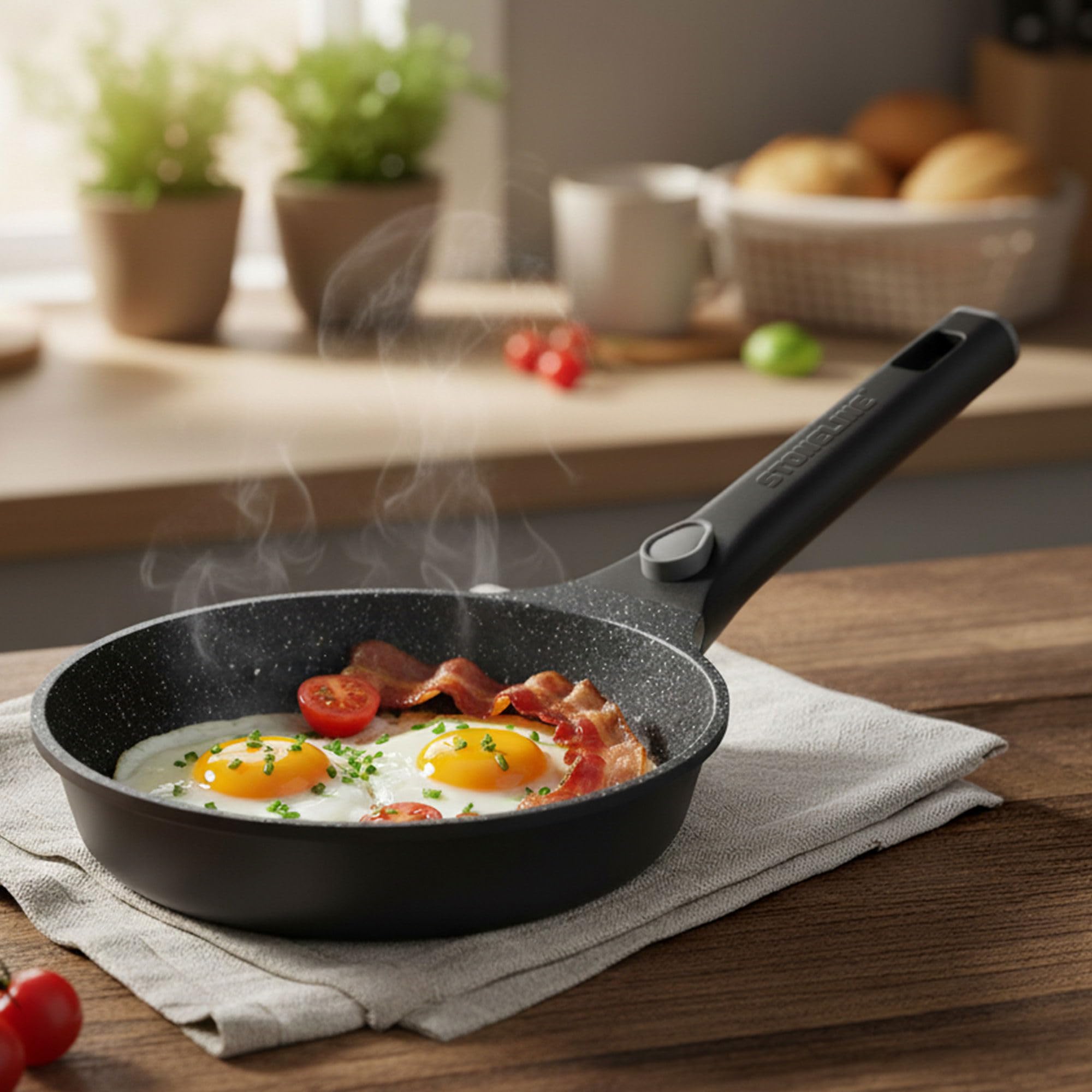 stoneline-smart-bratpfanne-20-cm-1-2-l-mit-abnehmbarem-griff-aluguss-grau image 2