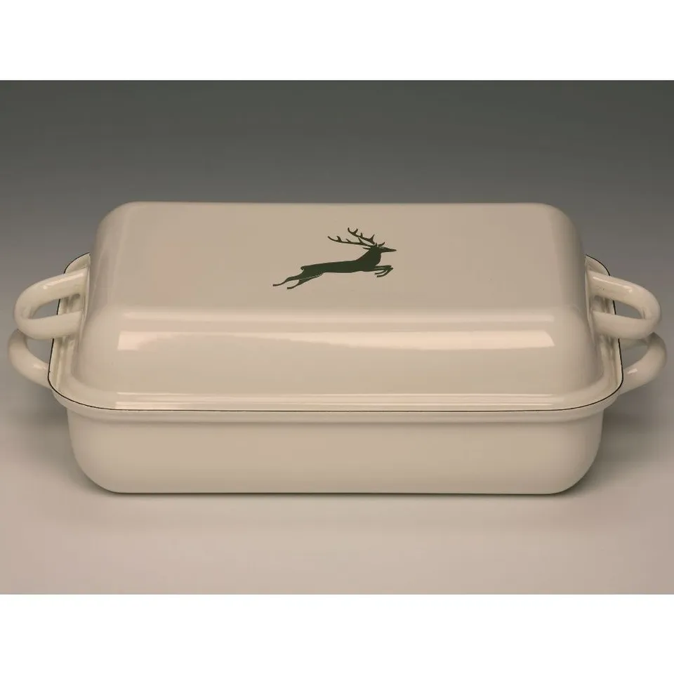 riess-hirsch-gr-n-emaille-bratpfanne-37x26-cm-4-6-l-mit-deckel image 1