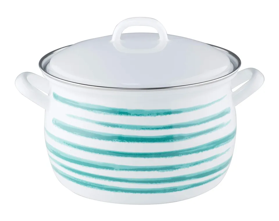 riess-country-fleischtopf-mit-deckel-20-cm-3-5-liter-gr-n-geflammt-emaille image 1