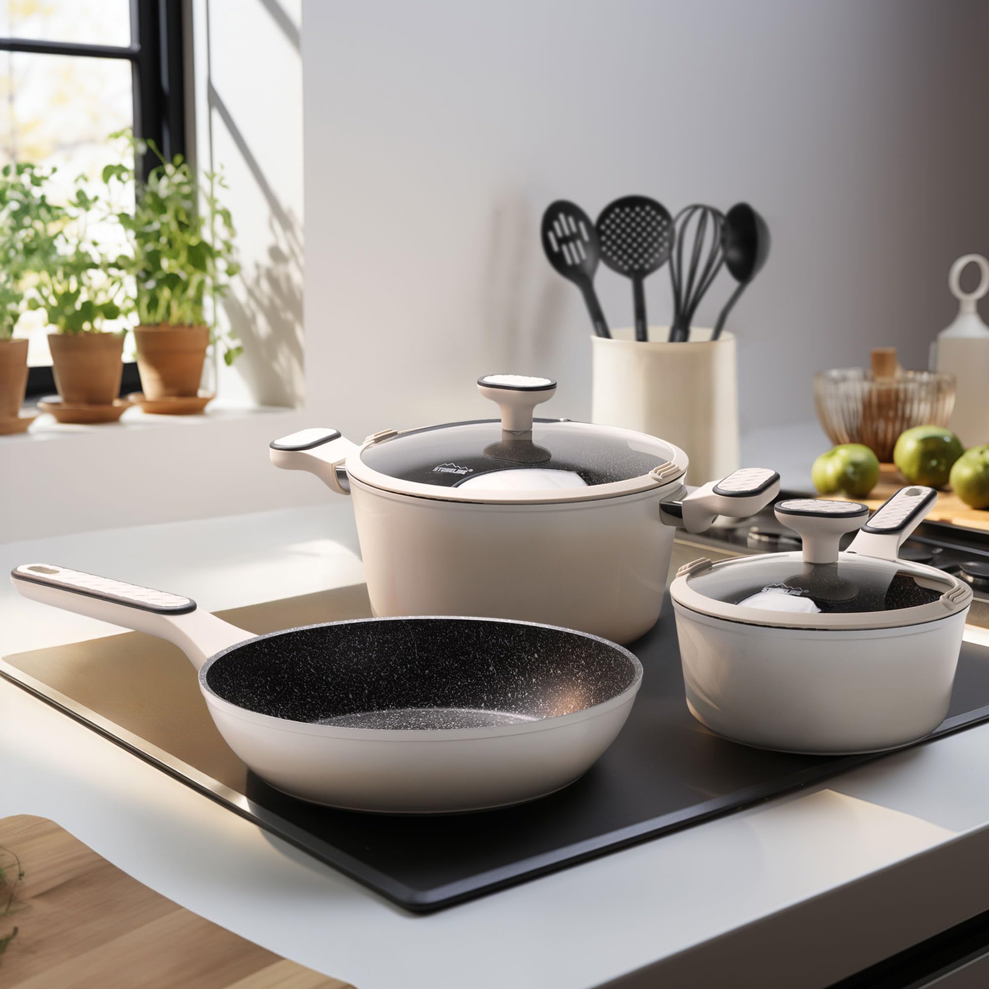 stoneline-kochgeschirr-set-11-teilig-18-20-24-cm-induktion-antihaft-mit-steinpar image 3