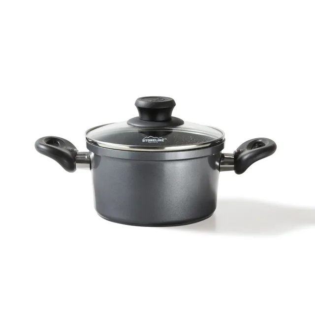 stoneline-aluguss-kochtopf-18-cm-2-l-mit-glasdeckel-grau image 1