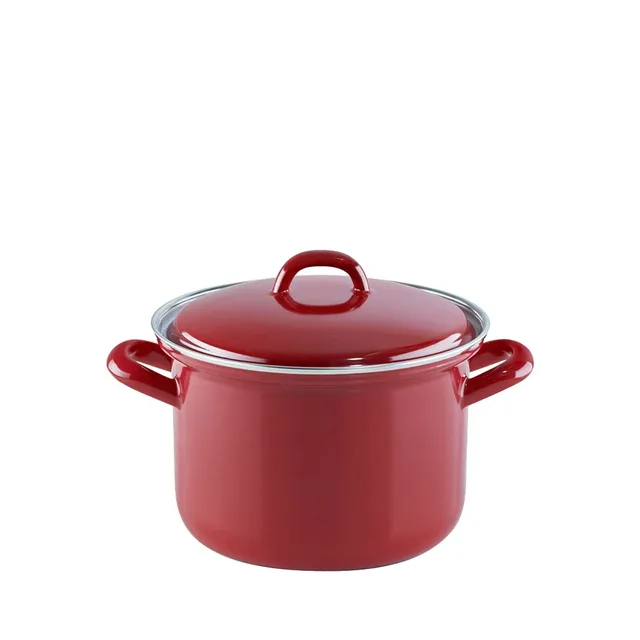 riess-fleischtopf-mit-deckel-14-cm-1-liter-ceramic-glas-red-rot-wei-emaille-indu image 1