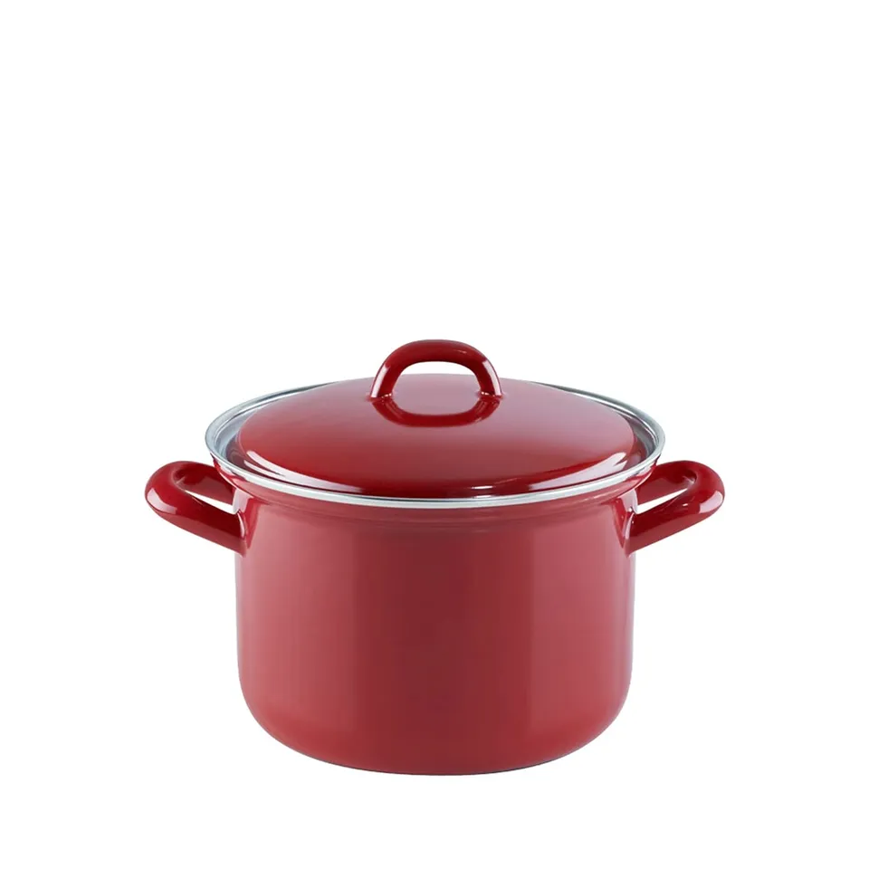 riess-fleischtopf-mit-deckel-14-cm-1-liter-ceramic-glas-red-rot-wei-emaille-indu image 1