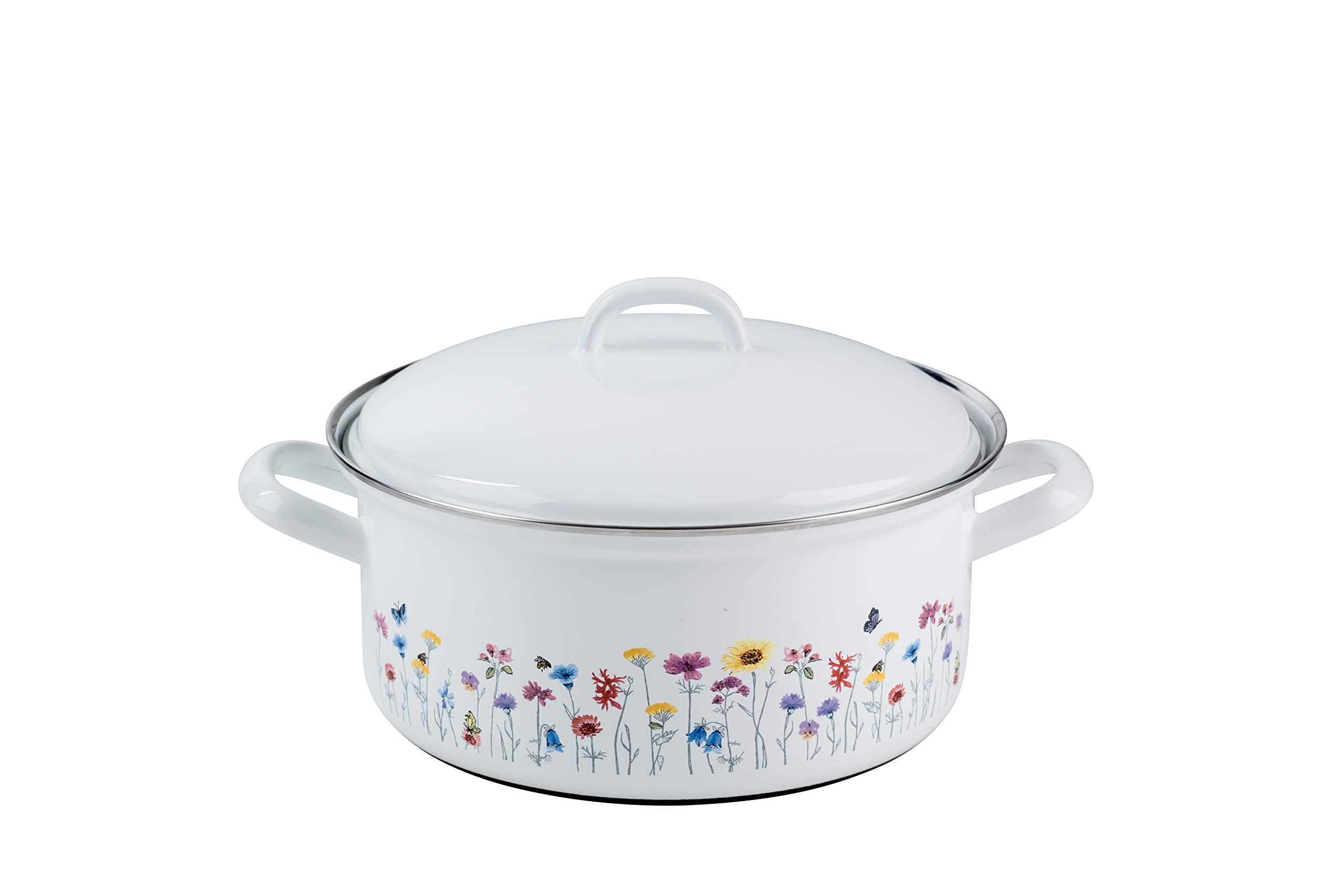 riess-flora-5-teiliges-emaille-topfset-12-24-cm-wei-mit-blumenmuster image 3