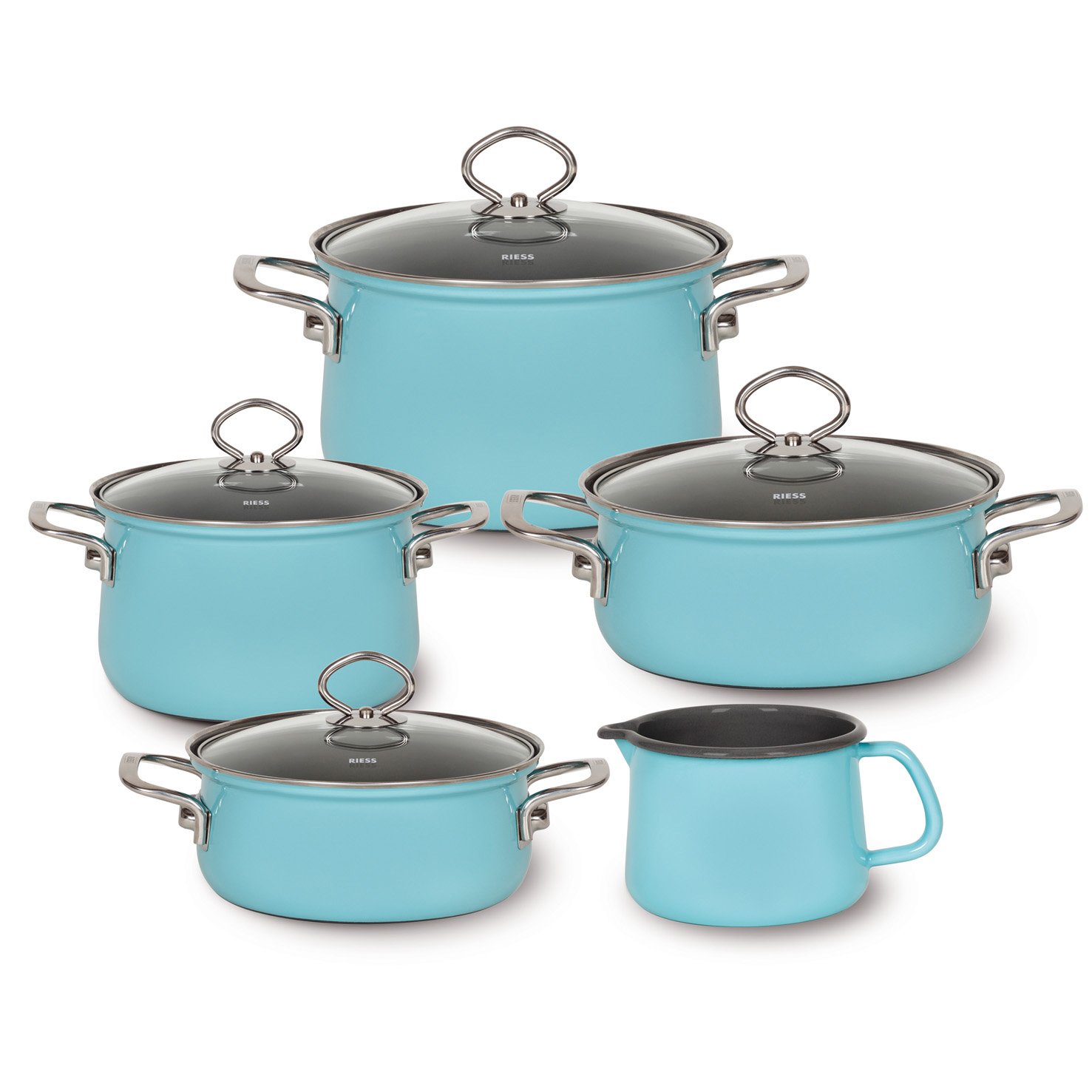 riess-fleischtopf-mit-glasdeckel-24-cm-kristallblau-emaille-6-0-liter image 2