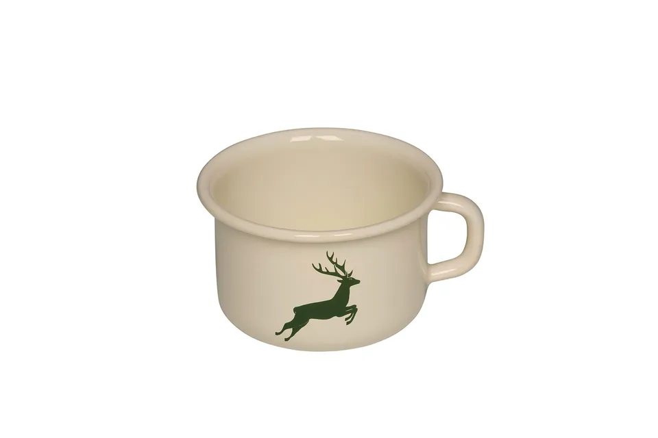 riess-kaffeeschale-hirsch-gr-n-10-cm-emaille-0-4-liter image 1