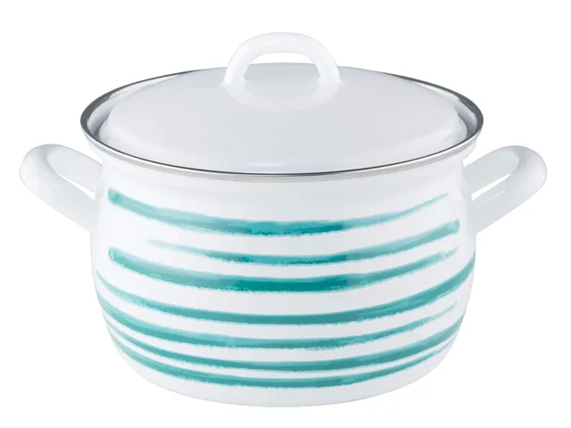 riess-country-fleischtopf-mit-deckel-gr-n-geflammt-18-cm-2-5-liter-emaille-wei image 1