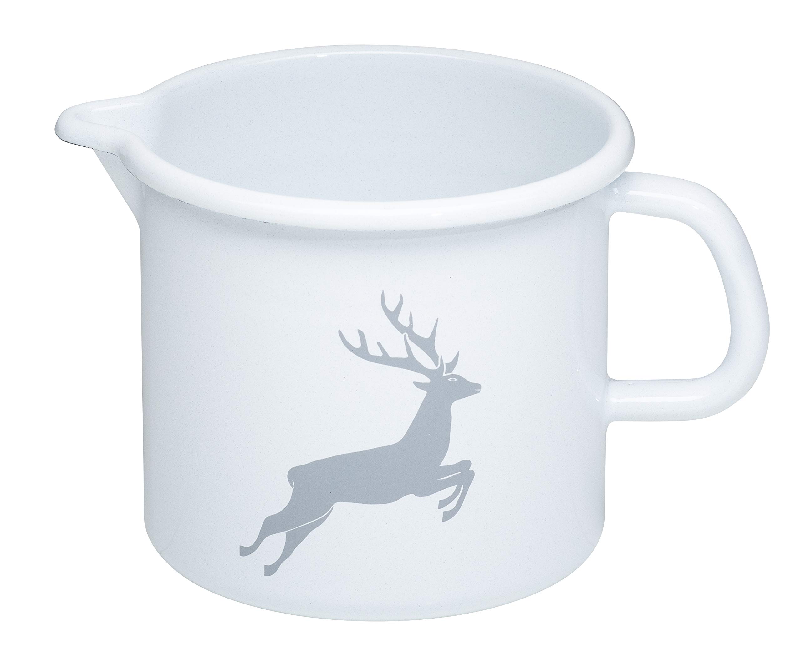 riess-schnabeltopf-wei-mit-hirsch-emaille-12-cm-1-0-liter image 1