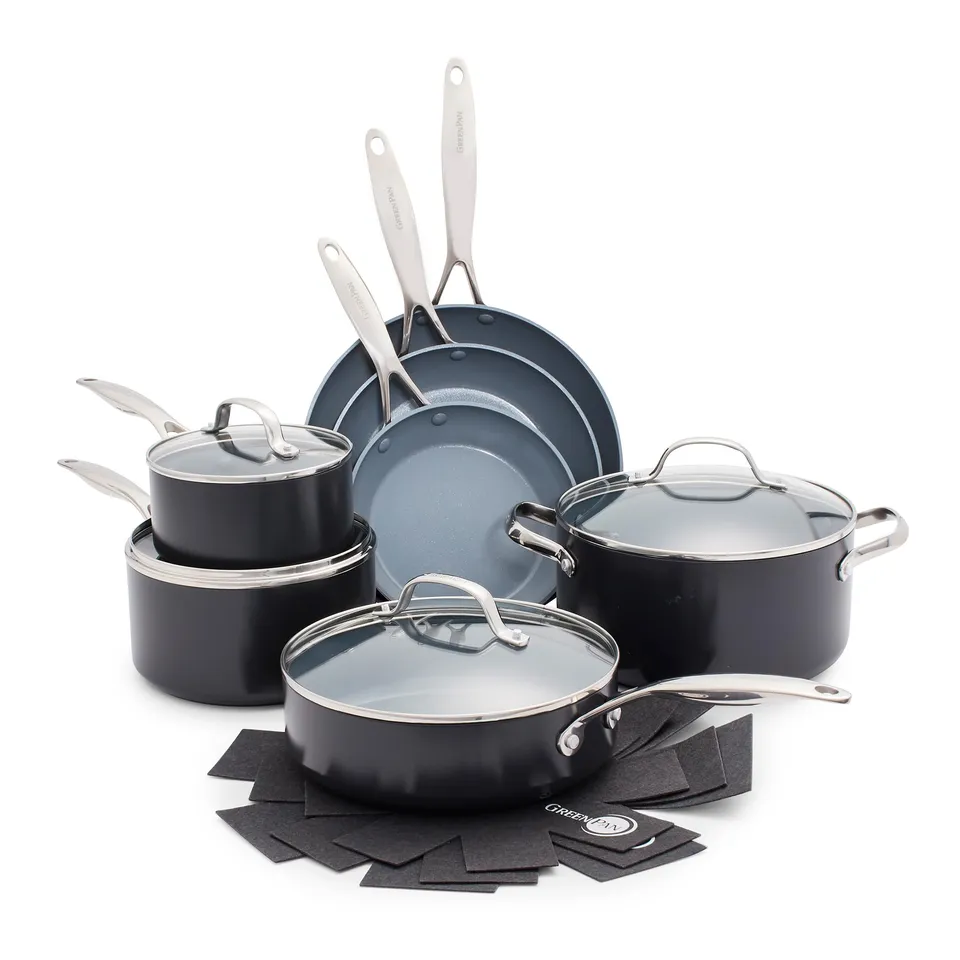 greenpan-valencia-pro-11-teiliges-kochgeschirr-set-hartanodisiert-grau image 1
