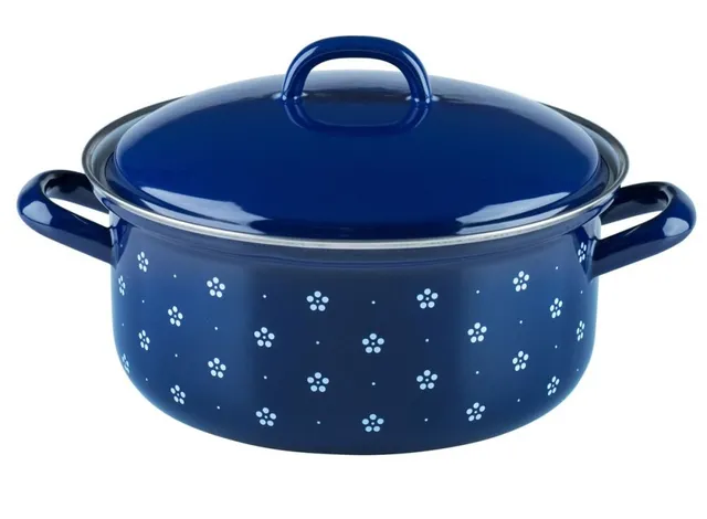 riess-bl-mchenblau-kasserolle-mit-deckel-20-cm-2-0-l-emaille-induktion image 1