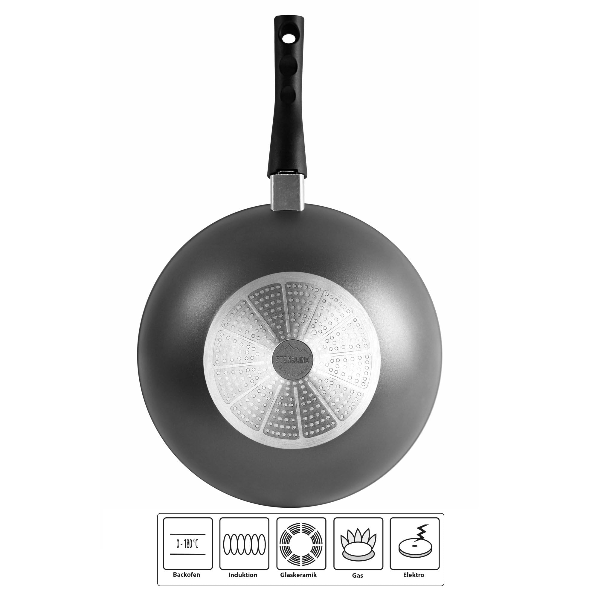 stoneline-wok-30-cm-made-in-germany-aluguss-antihaft-mit-steinpartikeln-grau image 2