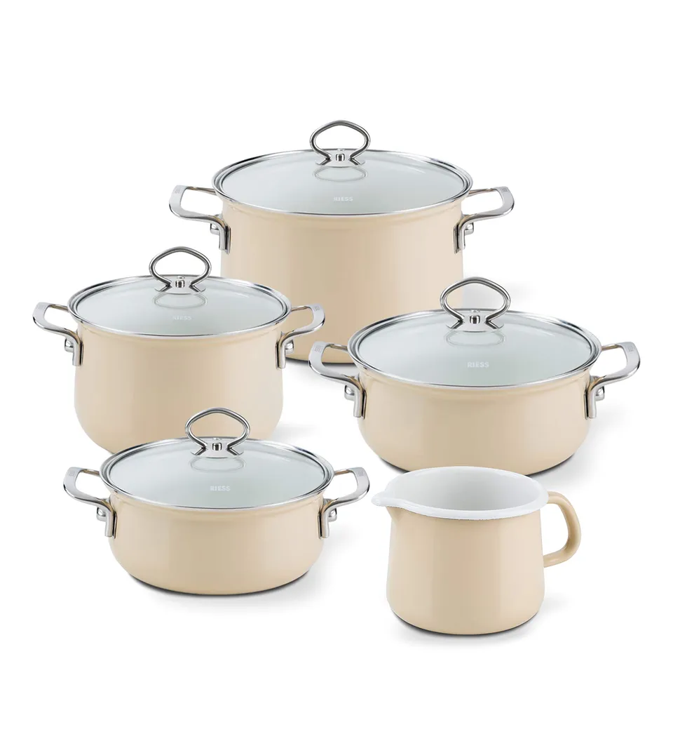 riess-nouvelle-cappuccino-familienset-5-tlg-emaille-topf-set image 1