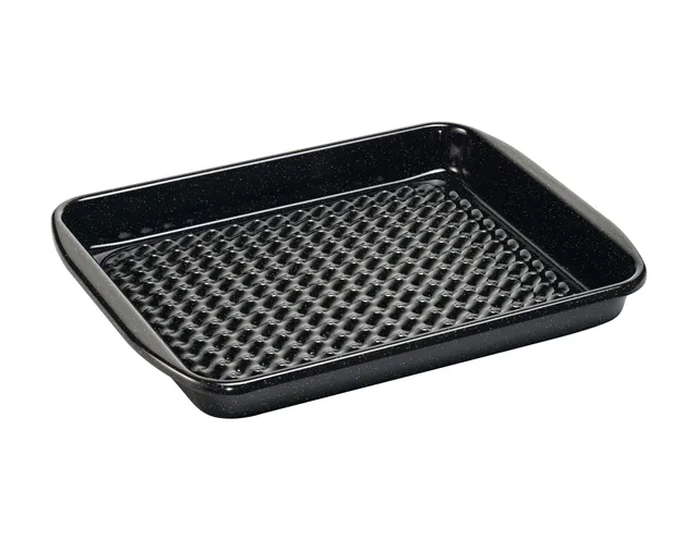 riess-0399-022-grilltasse-eckig-32-x-42-cm-classic-schwarz-emaille-grillform-gel image 1