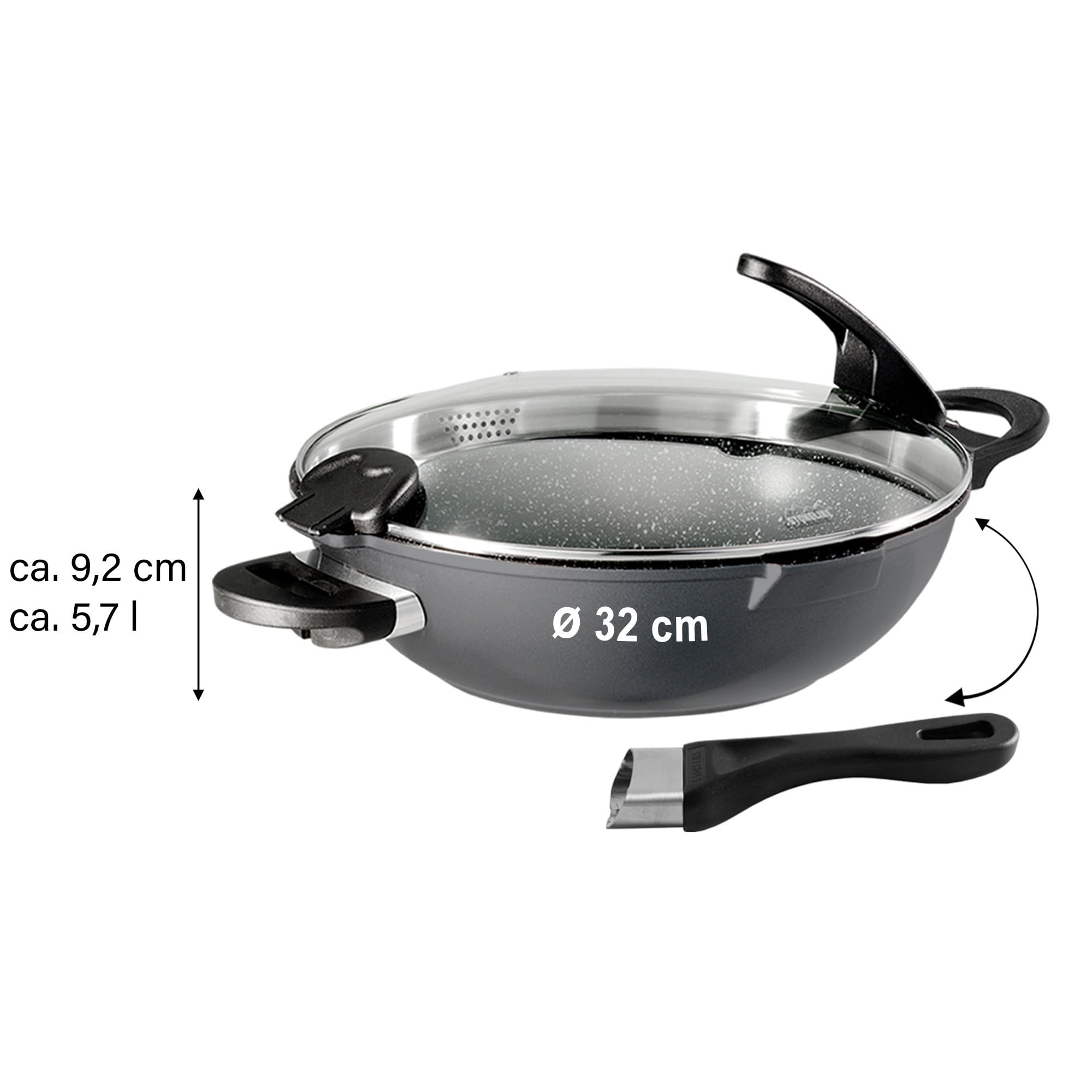 stoneline-future-wok-32-cm-5-7-l-mit-sieb-glasdeckel-grau image 7