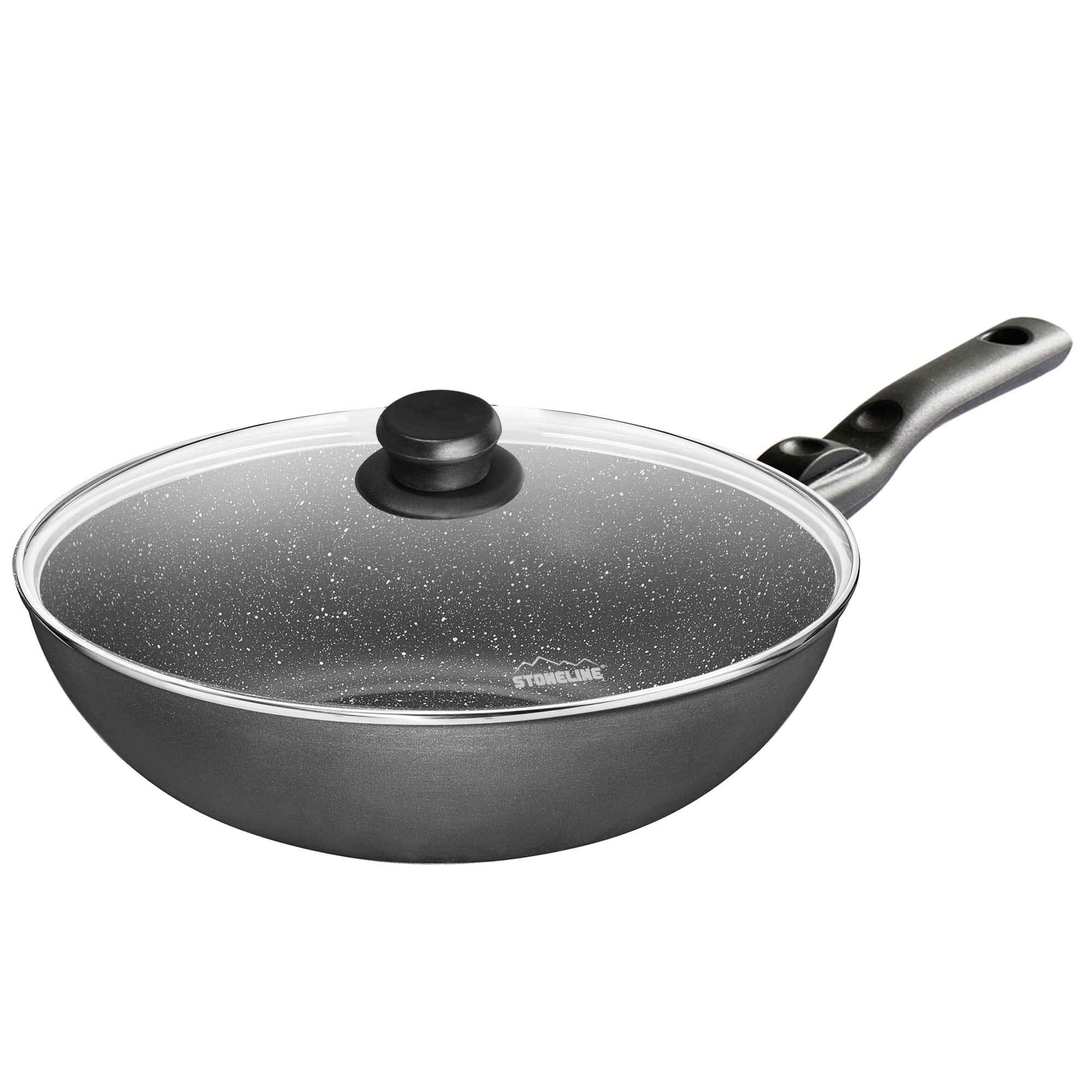 stoneline-wok-30-cm-made-in-germany-aluguss-antihaft-mit-steinpartikeln-grau image 1