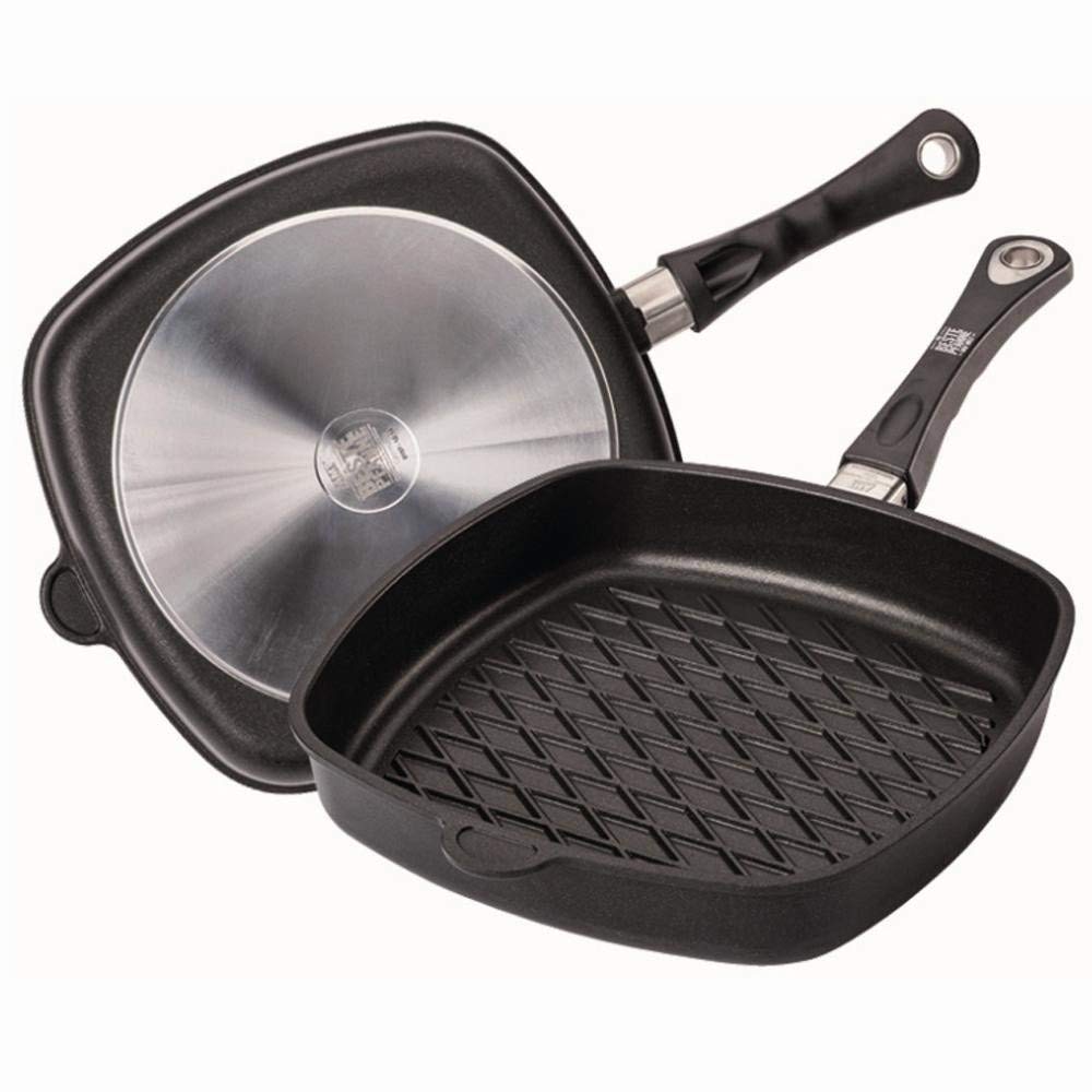 amt-gastroguss-e285bbq-eckpfanne-28x28-cm-mit-rautengrillboden-schwarz image 2