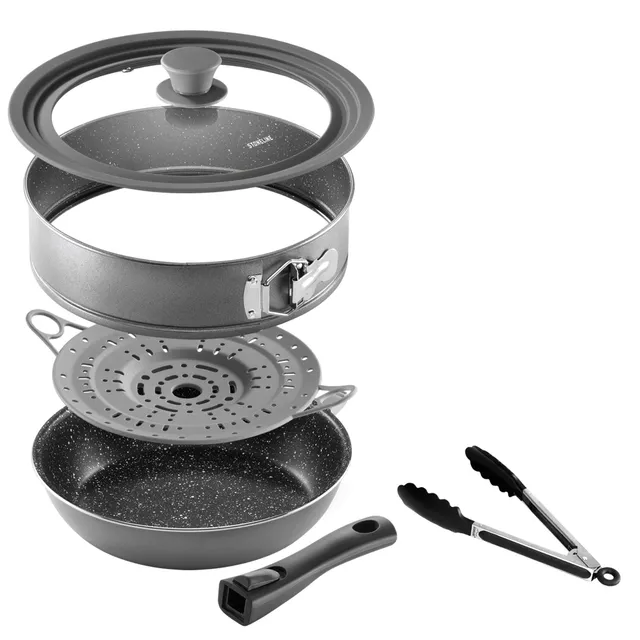 stoneline-multi-back-und-dampf-pfannen-kombination-24-cm-mit-glasdeckel image 1
