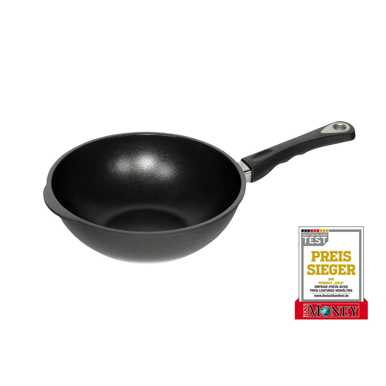 amt-gastroguss-wok-28-cm-induktion-wokpfanne-mit-stiel-lotan-antihaft-aluguss image 1