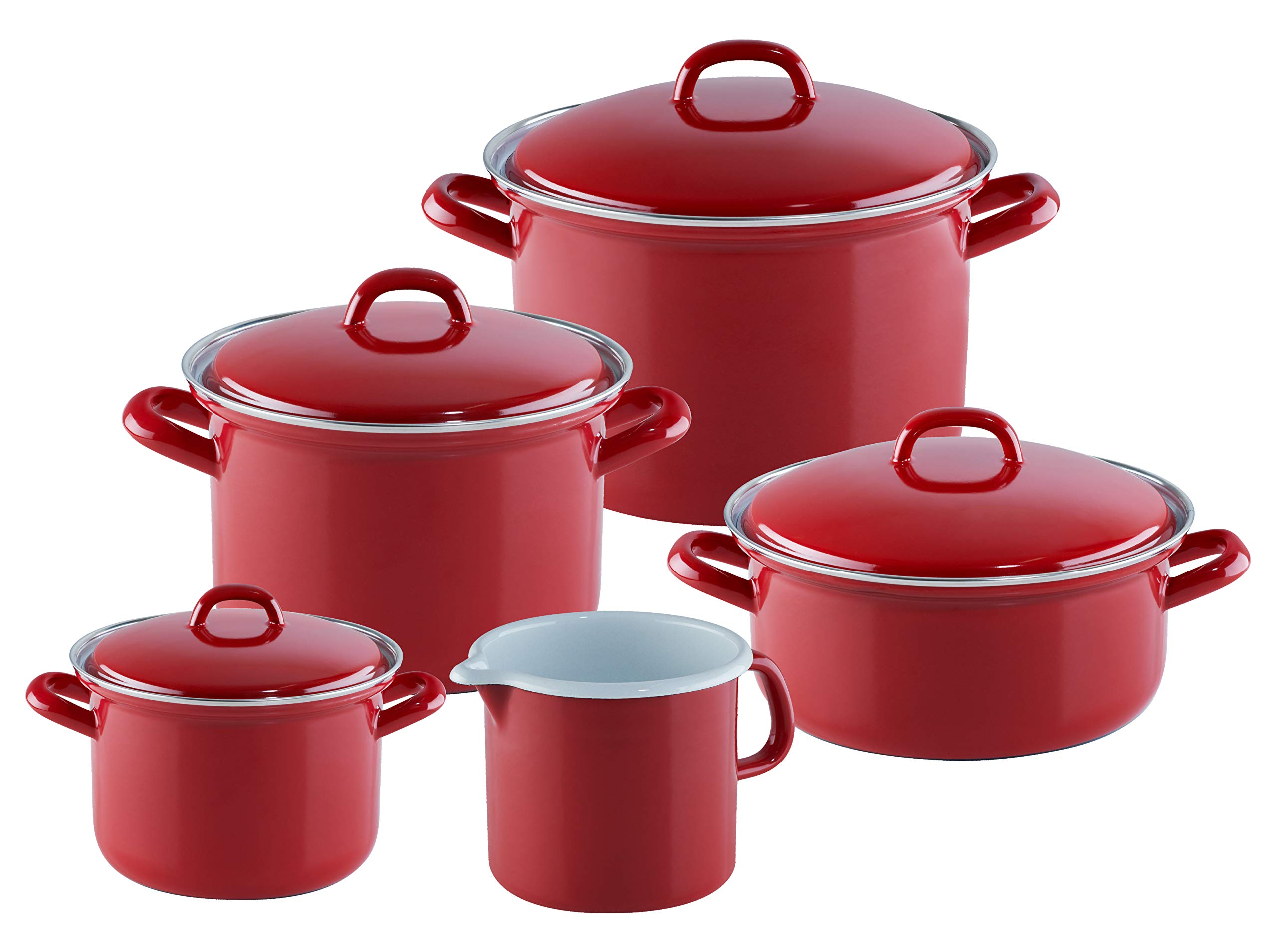 riess-emailset-5-teilig-rot-fleischt-pfe-14-18-22-cm-kasserolle-20-cm-schnabelto image 1