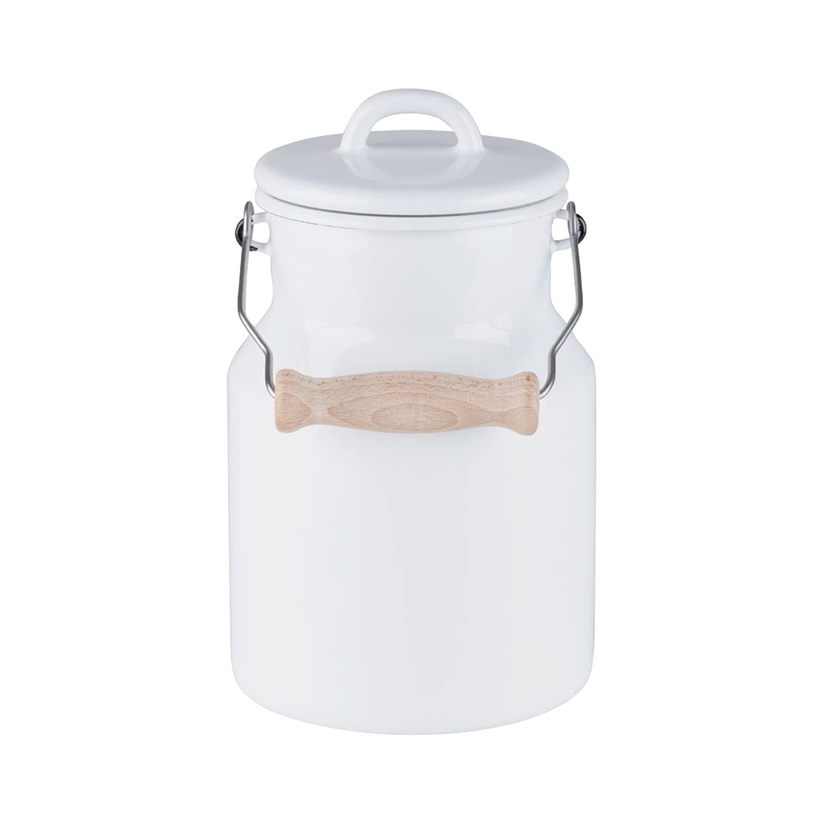 riess-classic-wei-emaille-milchkanne-1-5-liter-mit-deckel-und-holzgriff image 1