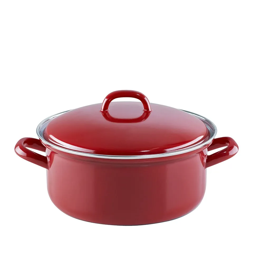 riess-ceramic-glas-red-kasserolle-mit-deckel-22-cm-3-liter-emaille-rot-wei image 1