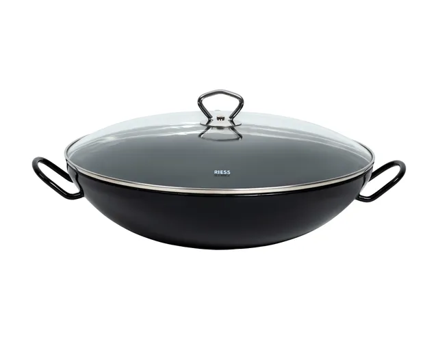 riess-classic-wok-mit-glasdeckel-36-cm-4-liter-schwarzemaille image 1