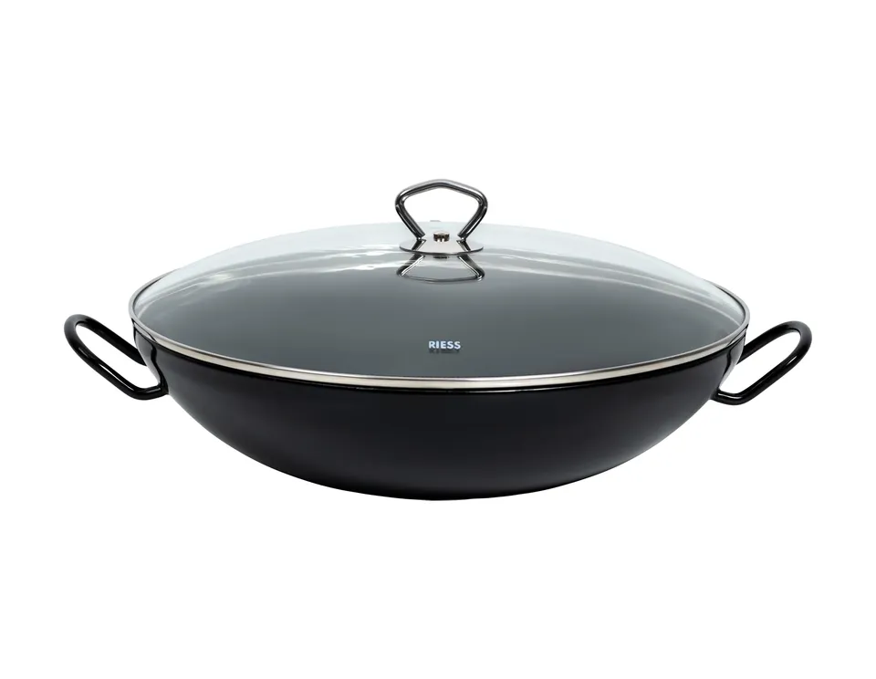 riess-classic-wok-mit-glasdeckel-36-cm-4-liter-schwarzemaille image 1