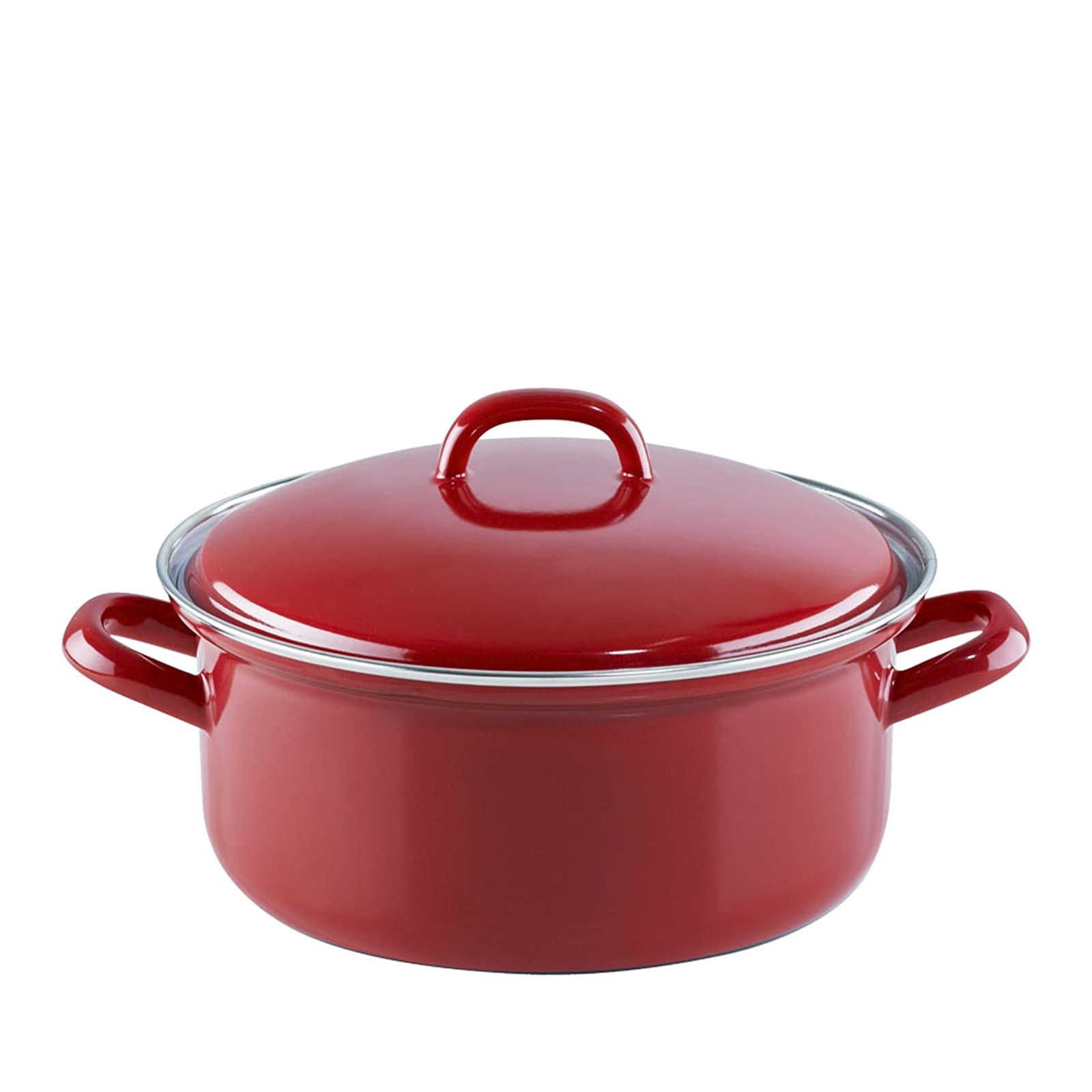 riess-ceramic-glas-red-kasserolle-mit-deckel-22-cm-3-liter-emaille-rot-wei image 1
