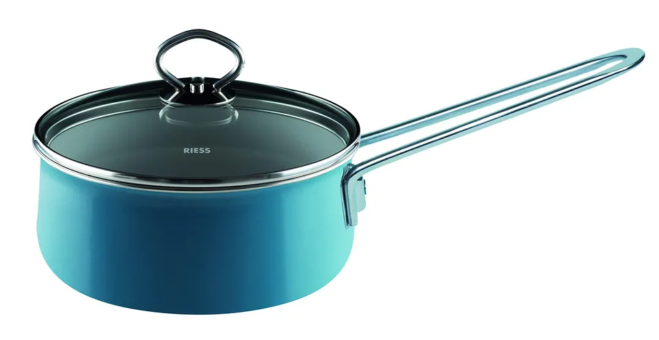riess-nouvelle-emaille-stielkasserolle-16-cm-1-3-liter-aquamarinblau-mit-glasdec image 1