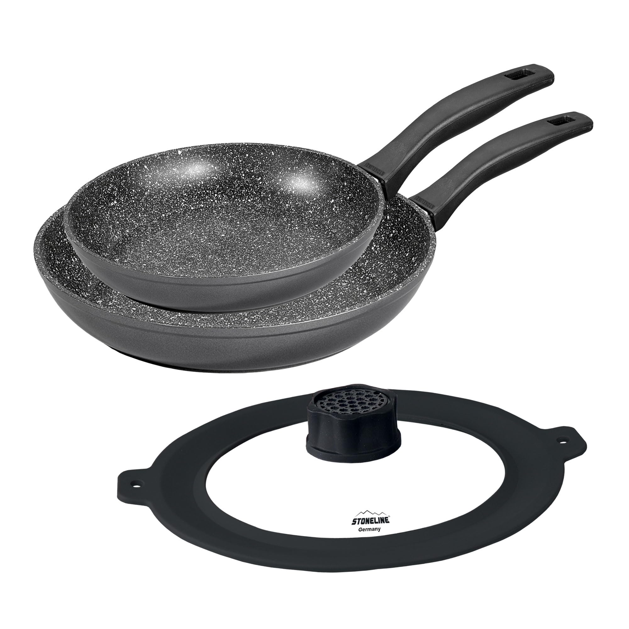 stoneline-aluguss-pfannenset-3-teilig-24-28-cm-mit-universaldeckel-smell-well image 1