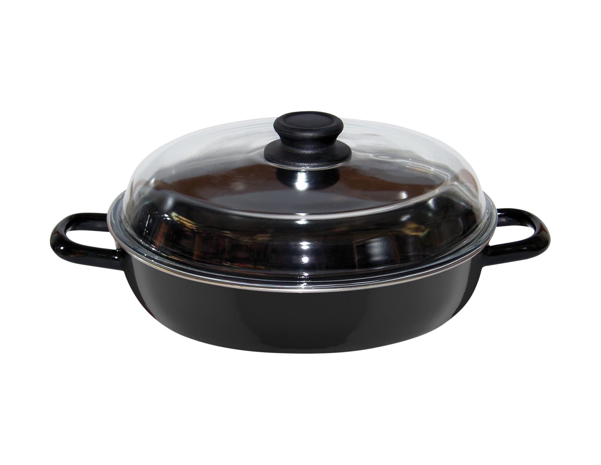 riess-schwarzemaille-schmorpfanne-28-cm-mit-glasdeckel-2-6-liter image 1