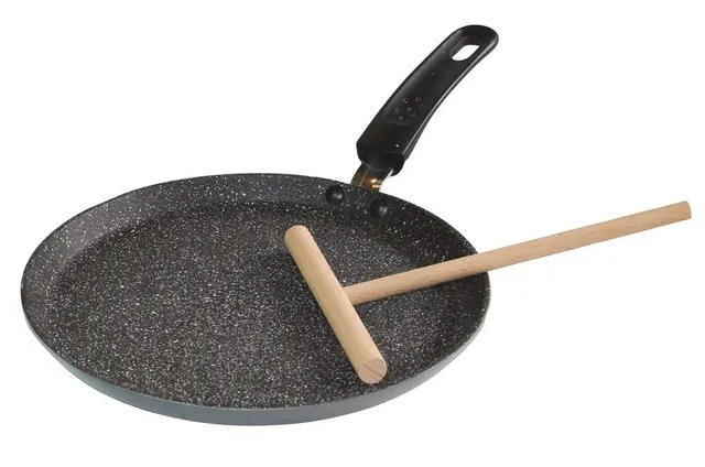 stoneline-classic-crepe-pfanne-25-cm-grau-genietet-mit-teigverteiler image 1