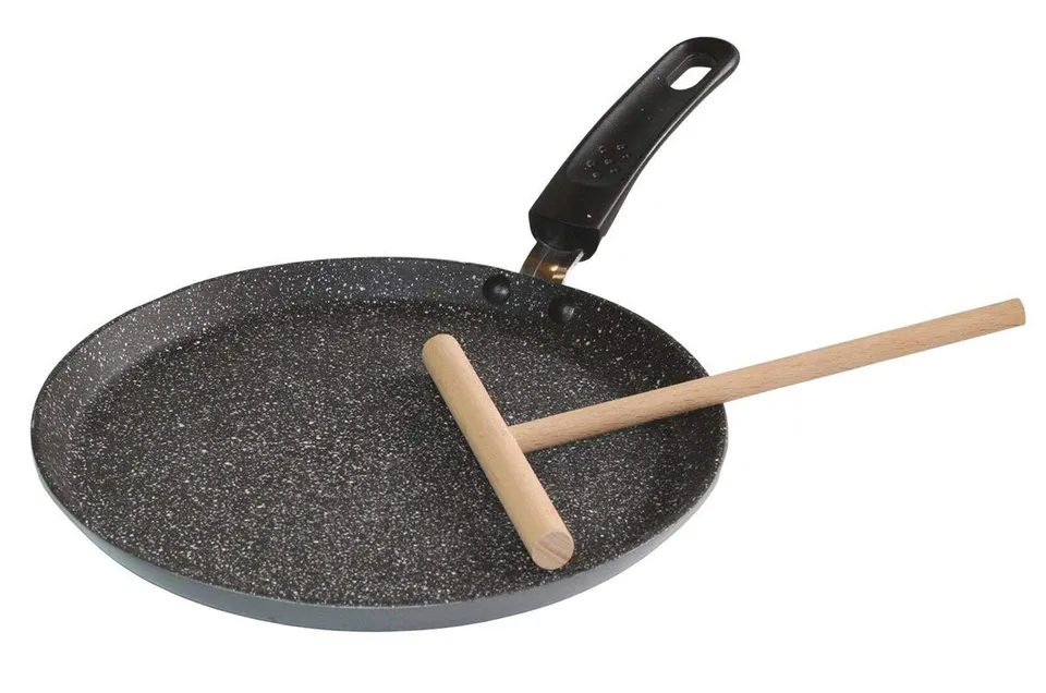 stoneline-classic-crepe-pfanne-25-cm-grau-genietet-mit-teigverteiler image 1